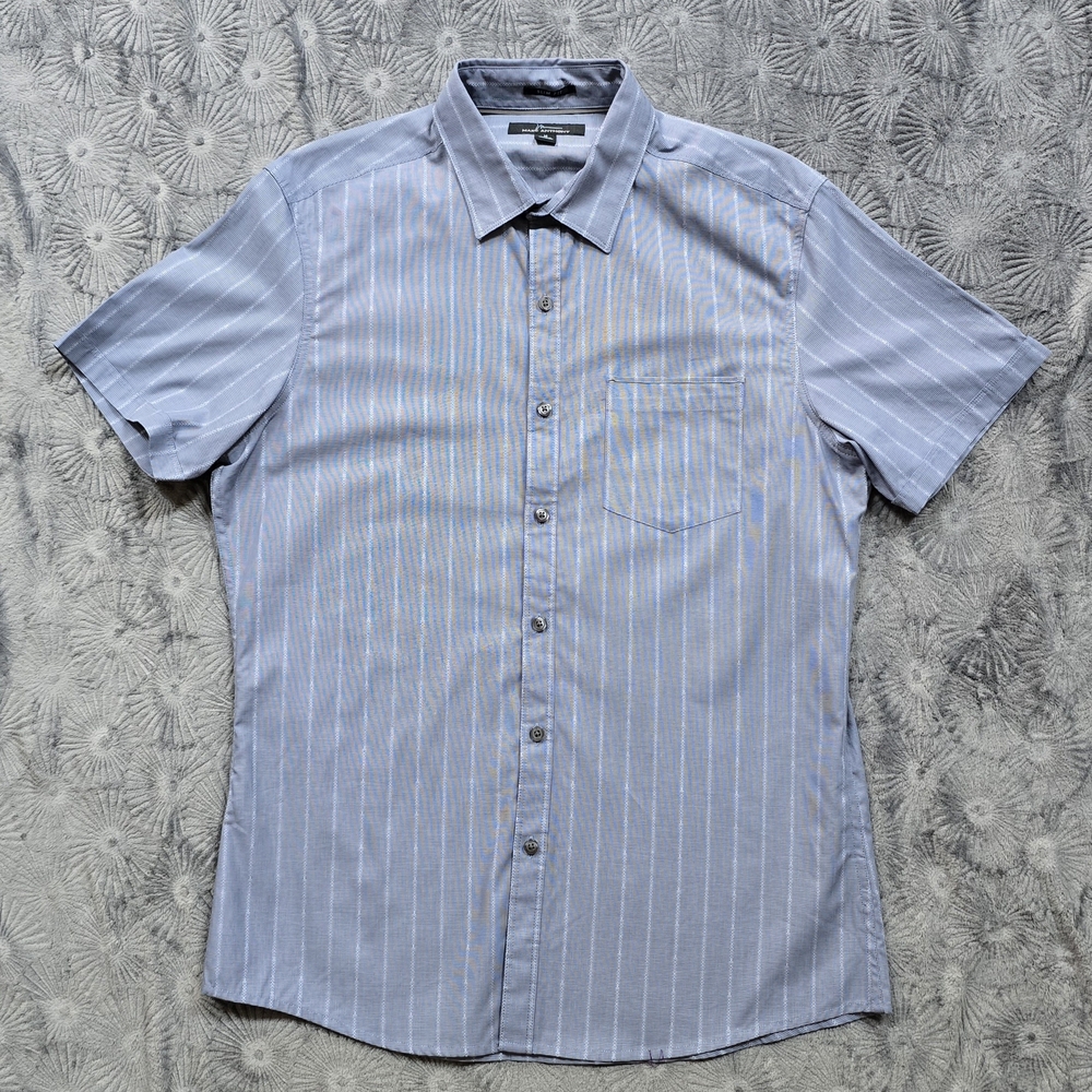 Marc Anthony Men's Blue Striped Button Down Shirt